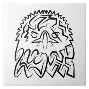 Black and White Tribal Eagle Tile
