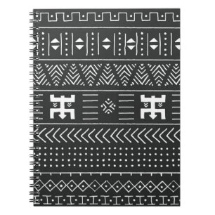 Black and white tribal ethnic pattern with geometr notebook