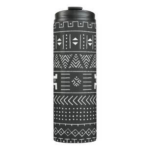 Black and white tribal ethnic pattern with geometr thermal tumbler