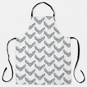 Black and White Tribal Flying Owl Apron