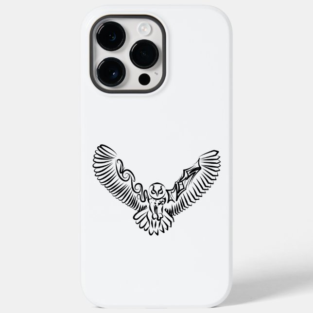 Black and White Tribal Flying Owl Case-Mate iPhone Case (Back)