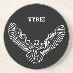 Black and White Tribal Flying Owl Coaster