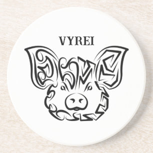 Black and White Tribal Flying Owl Coaster