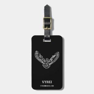 Black and White Tribal Flying Owl Luggage Tag