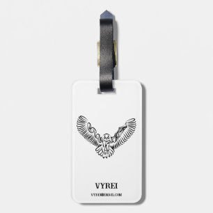 Black and White Tribal Flying Owl Luggage Tag