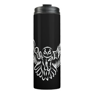 Black and White Tribal Flying Owl Thermal Tumbler