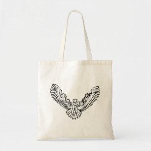 Black and White Tribal Flying Owl Tote Bag