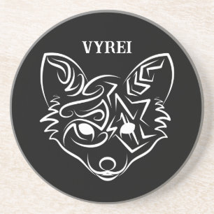 Black and White Tribal Fox Coaster