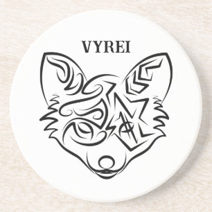 Black and White Tribal Fox Coaster