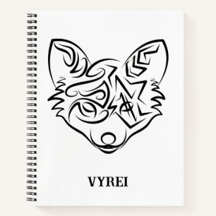 Black and White Tribal Fox Notebook