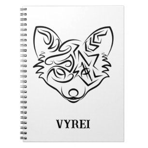 Black and White Tribal Fox Notebook