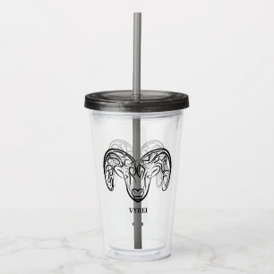 Black and White Tribal Goat / Sheep Acrylic Tumbler