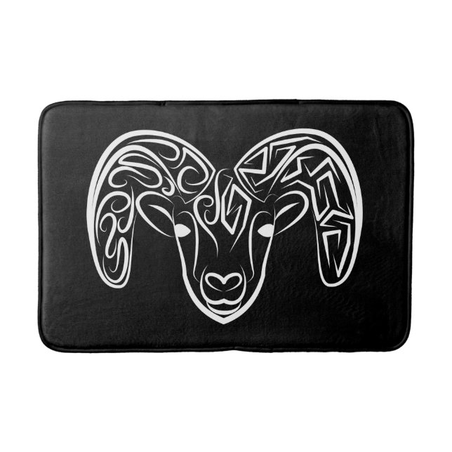 Black and White Tribal Goat / Sheep Bath Mat (Front)