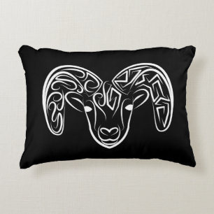 Black and White Tribal Goat / Sheep Decorative Cushion