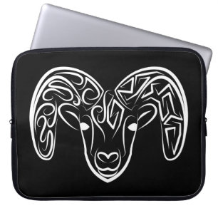 Black and White Tribal Goat / Sheep Laptop Sleeve