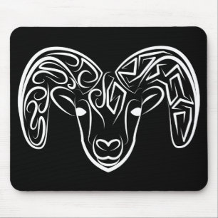 Black and White Tribal Goat / Sheep Mouse Mat