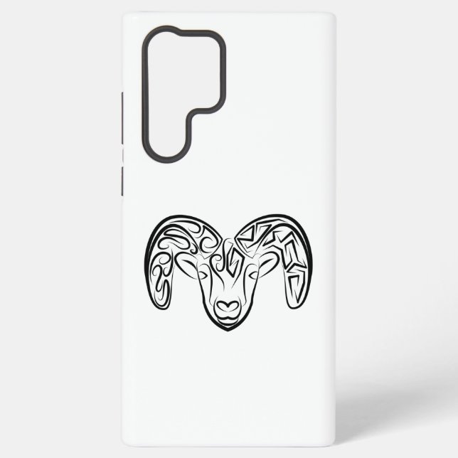 Black and White Tribal Goat / Sheep Samsung Galaxy S22 Ultra Case (Back)