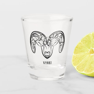 Black and White Tribal Goat / Sheep Shot Glass