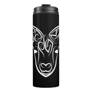 Black and White Tribal Goat / Sheep Thermal Tumbler