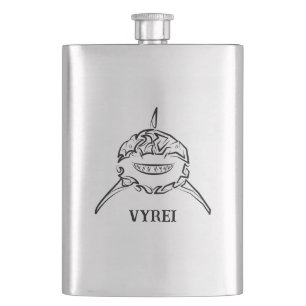 Black and White Tribal Great White Shark Hip Flask