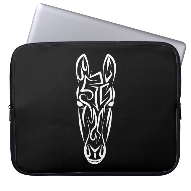 Black and White Tribal Great White Shark Laptop Sl Laptop Sleeve (Front)