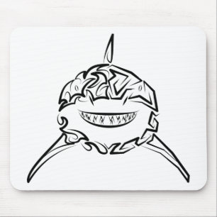 Black and White Tribal Great White Shark Mouse Mat