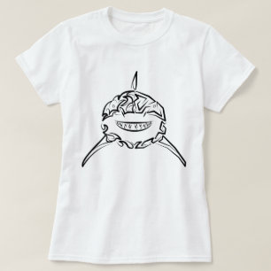 Black and White Tribal Great White Shark T-Shirt
