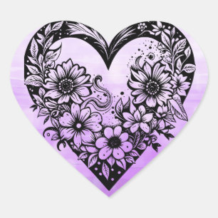 Black and White Tribal Heart Heart Sticker