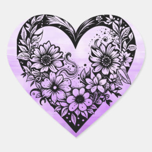 Black and White Tribal Heart Sticker