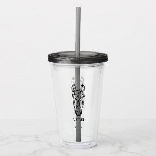 Black and White Tribal Horse Acrylic Tumbler