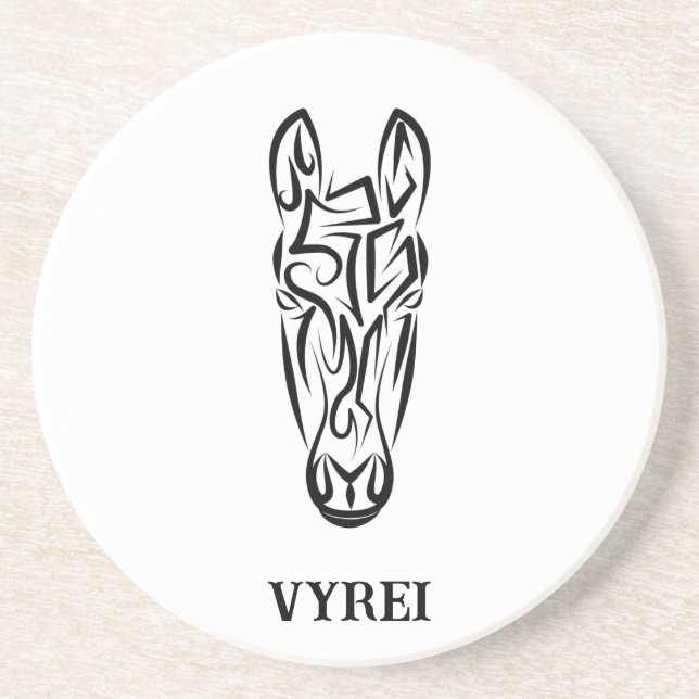 Black and White Tribal Horse Coaster (Front)