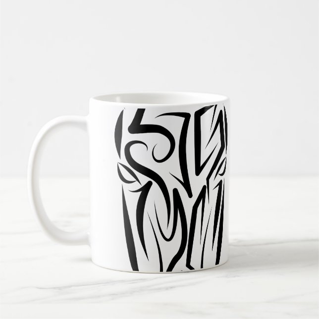 Black and White Tribal Horse Coffee Mug (Left)
