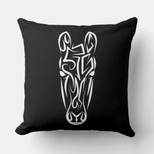 Black and White Tribal Horse Cushion