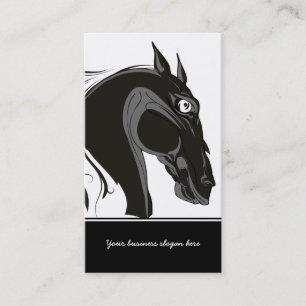 Black and white tribal horse head custom business business card