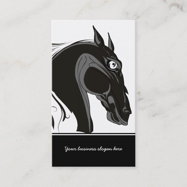 Black and white tribal horse head custom business business card (Front)