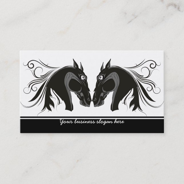 Black and white tribal horse head custom business card (Front)
