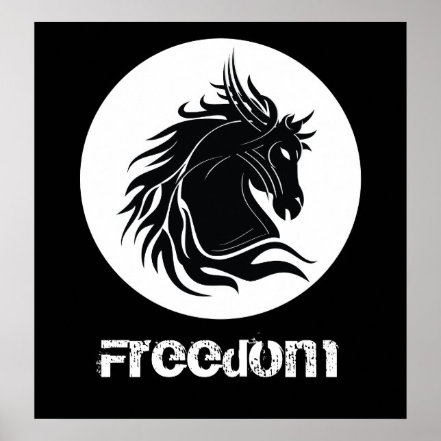 Black and white tribal horse head custom poster (Front)