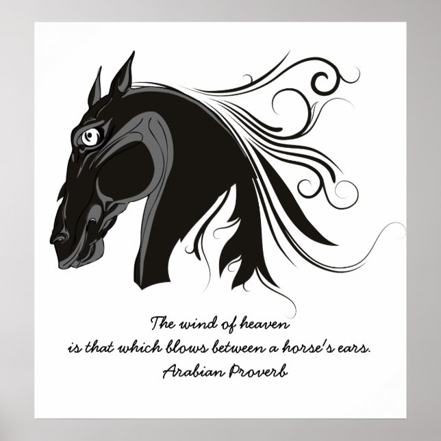 Black and white tribal horse head custom poster (Front)