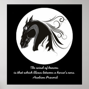Black and white tribal horse head custom poster