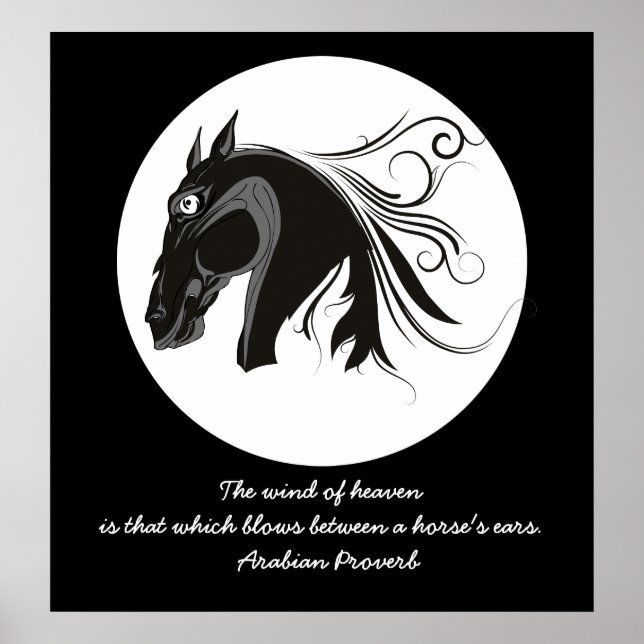 Black and white tribal horse head custom poster (Front)