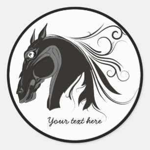 Black and white tribal horse head custom sticker