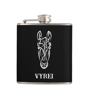 Black and White Tribal Horse Hip Flask
