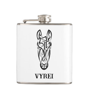 Black and White Tribal Horse Hip Flask