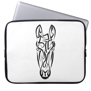 Black and White Tribal Horse Laptop Sleeve