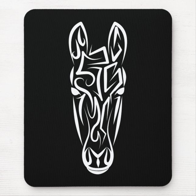 Black and White Tribal Horse Mouse Mat (Front)