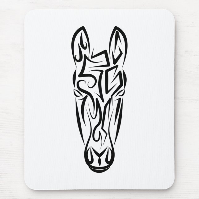 Black and White Tribal Horse Mouse Mat (Front)