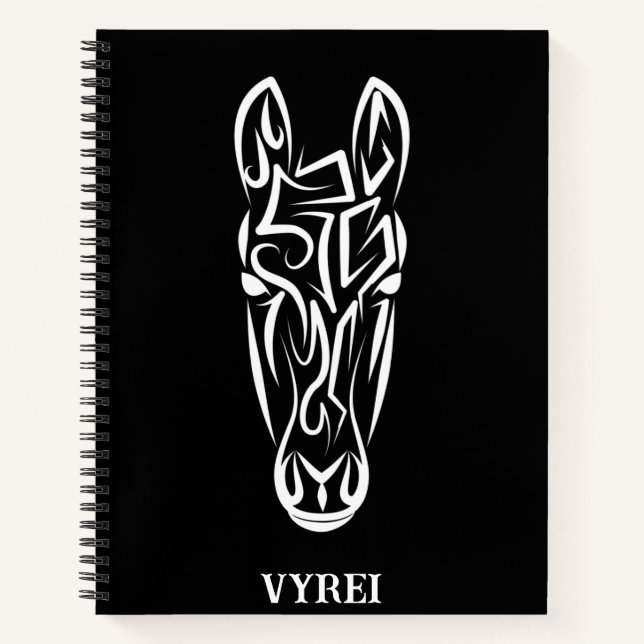 Black and White Tribal Horse Notebook (Front)