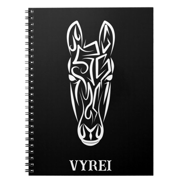 Black and White Tribal Horse Notebook (Front)