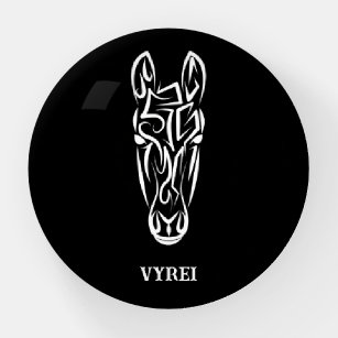 Black and White Tribal Horse Paperweight