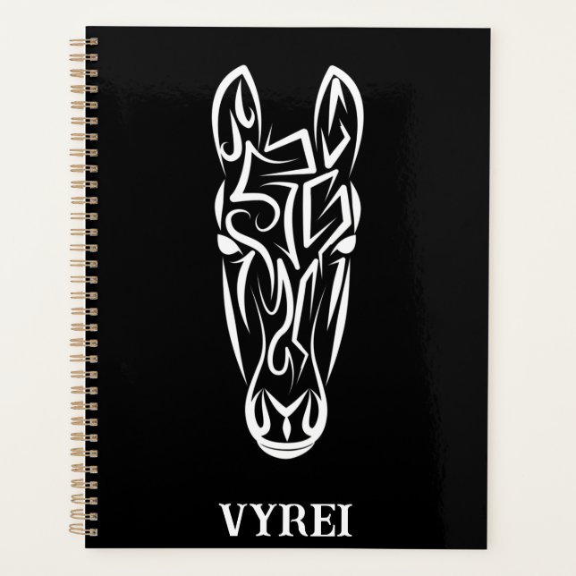 Black and White Tribal Horse Planner (Front)